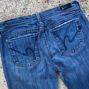 Citizens Of Humanity Blue distressed Flare Jeans with Signature Back Stitching